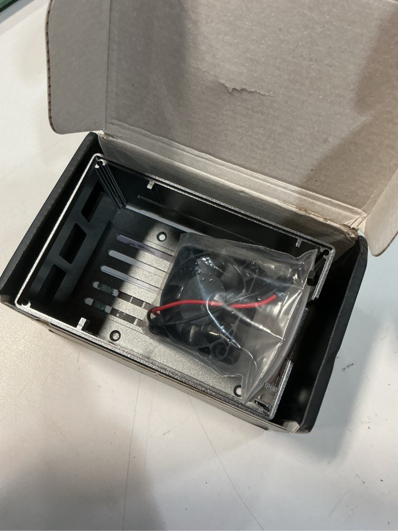 Condition photo showing As Is for geeekpi case for raspberry pi 4, pi 4 aluminum case with fan, pi 4 heatsink for raspberry pi 4 model b, high case supports poe hat