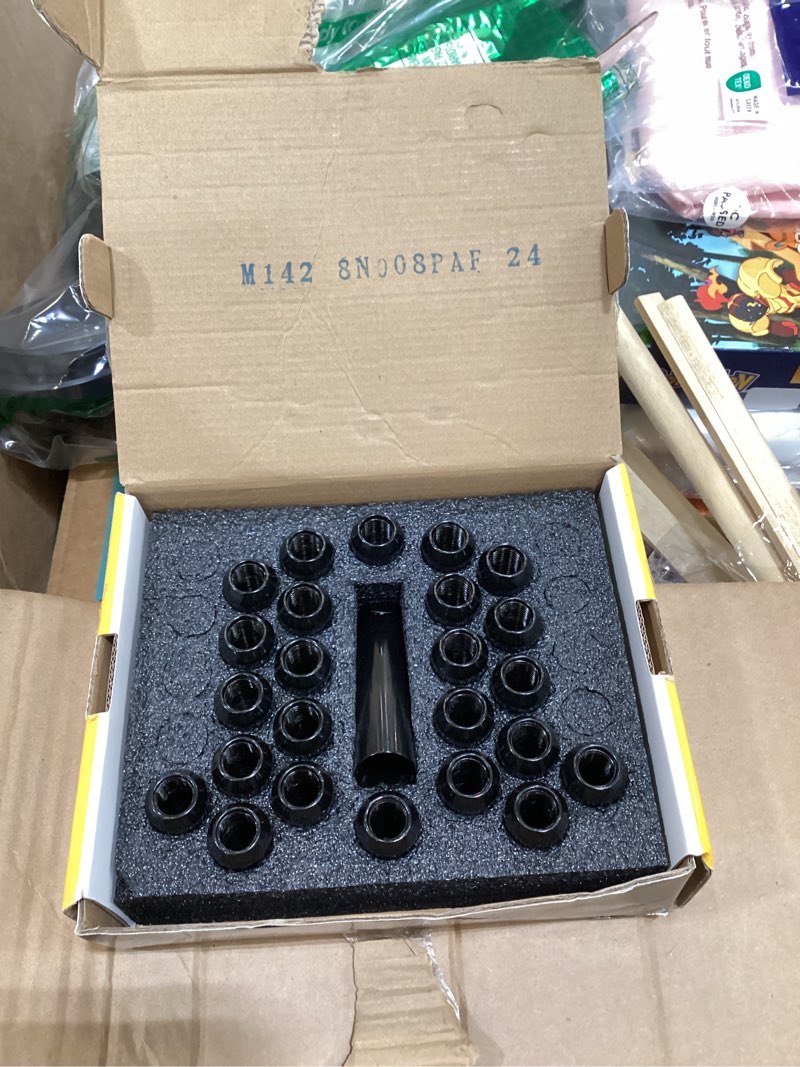Condition photo showing Good Condition for dynofit 14x1.5 spline lug nuts compatible with chevy silverado 1500 gmc sierra ford,aftermarket wheel lug nuts set for f150 2015-2024, 24pcs black truck nuts sets include 1 socket key for fuel wheel