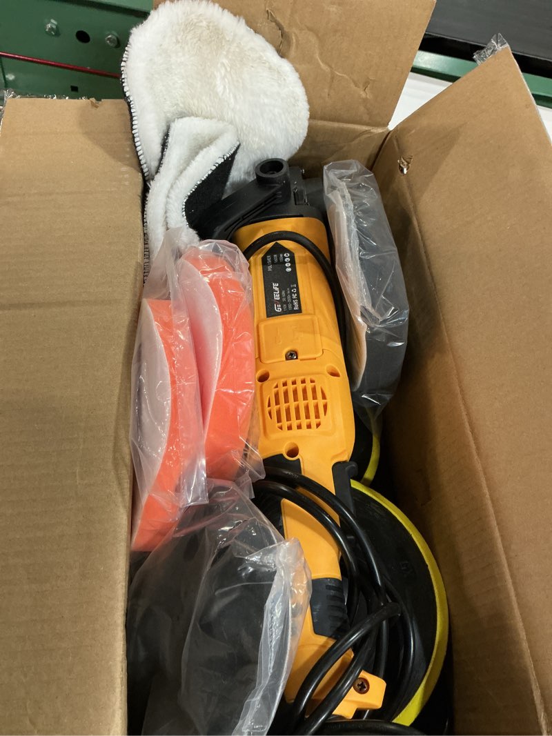 Condition photo showing Good Condition for GEVEELIFE Buffer Polisher, 6 Inch/7 Inch 1600W Rotary Car Buffer Polisher Waxer, 7 Variable Speed 1000-3500 RPM, Detachable Handle for Car, Boat Sanding, Polishing, Waxing(Yellow)
