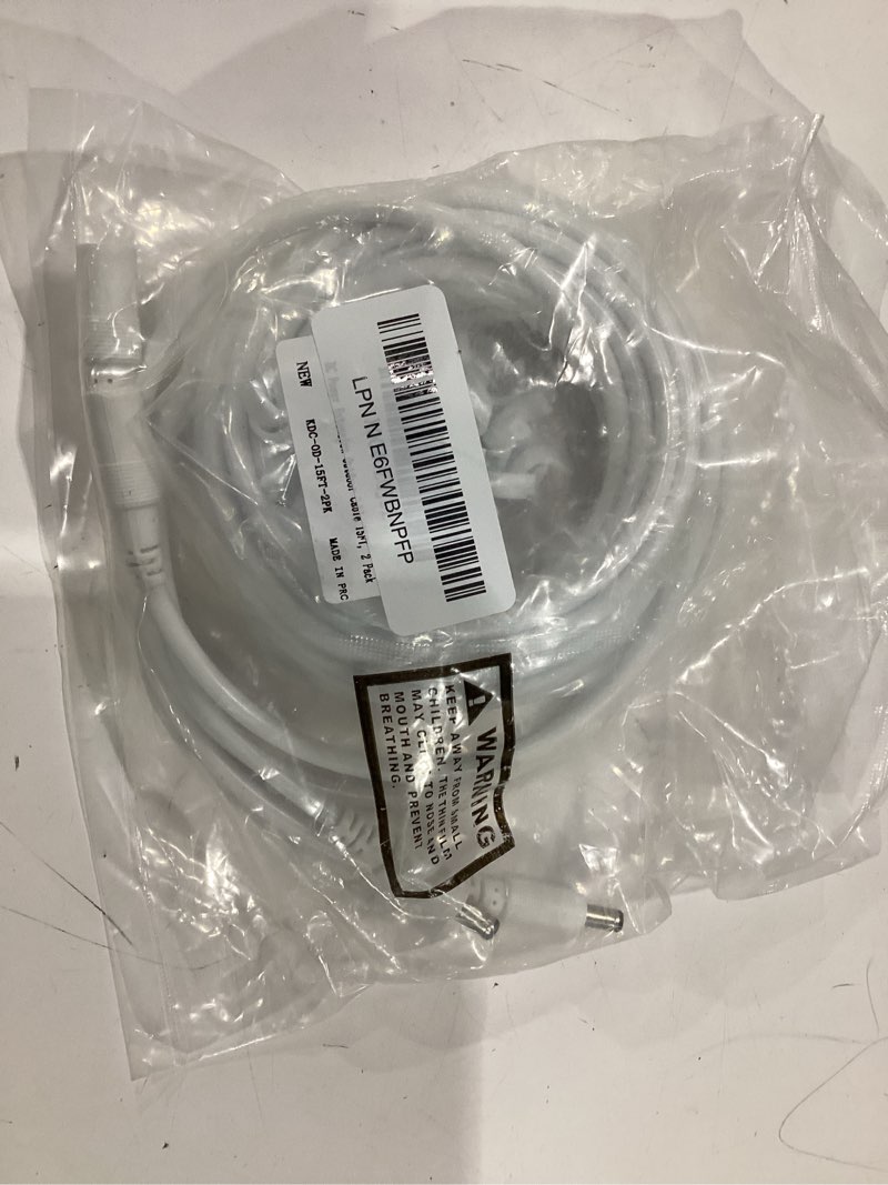 Condition photo showing New/Like New for 12v dc power extension cable 20ft (2-pack), outdoor & indoor, 5.5mm x 2.1mm 5521 male to female, waterproof double jacket, uv resistance, for cctv security camera, ip network, dvrs, led strip, router