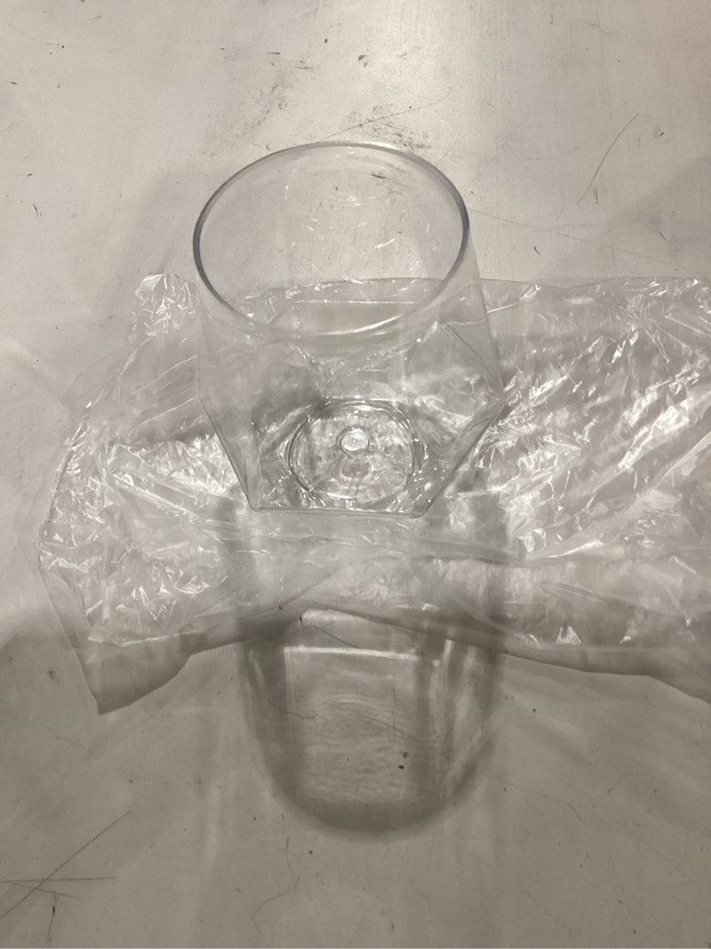 Condition photo showing New/Like New for goodluck 80 pcs diamond stemless plastic wine whiskey glasses, 12 oz disposable cocktail glasses, suitable for weddings, birthday parties, family gatherings, bars, etc (clear) clear 80