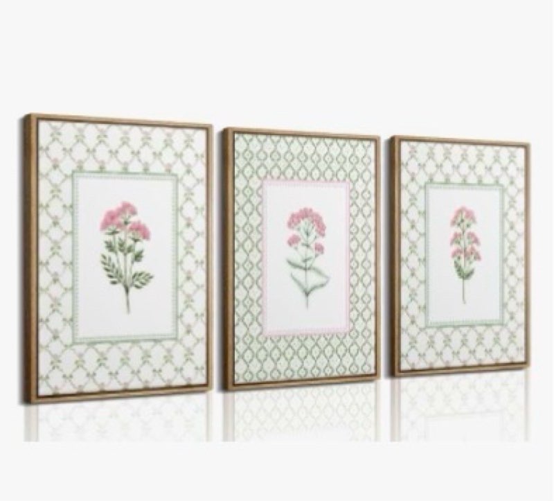 nursery girl floral wall art wildflower baby room canvas wall decor pink green flower prints poster 
