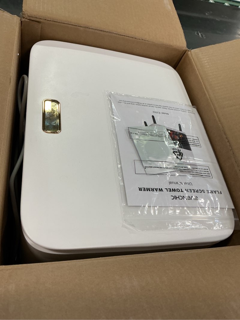 Condition photo showing As Is for Towel Warmer, 23L Large Luxury Towel Warmers for Bathroom with 3D Flame Screen, Auto Shut Off Even Heated Hot Towel Warmer Bucket for Towels, Bathrobes, Blankets, PJ's White 23L