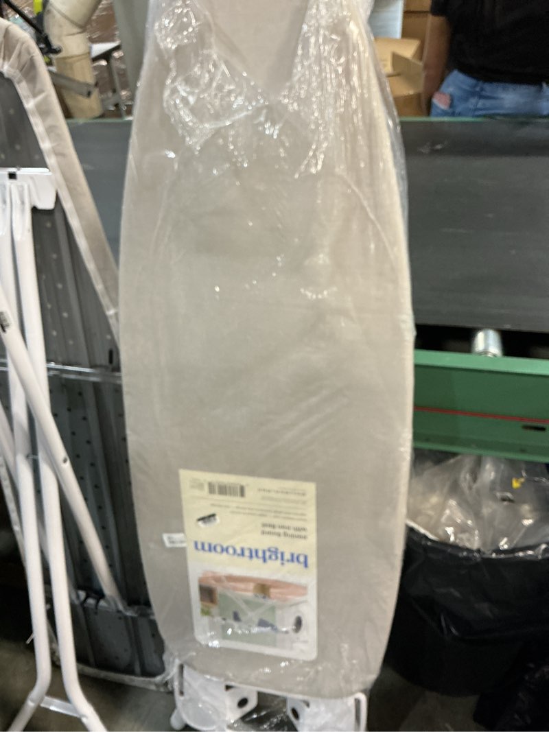 Condition photo showing As Is for wide ironing board white metal with creamy chai cover and iron rest - brightroom™