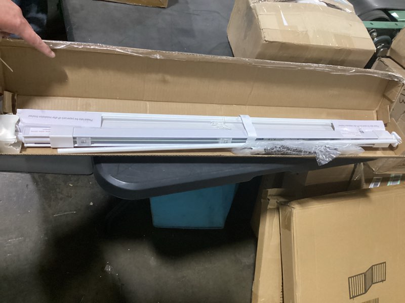 Condition photo showing As Is for lazblinds no tools no drill 1" vinyl mini blinds, cordless blinds for windows, light filtering horizontal window blinds & shades, 33" w x 48" h, white cordless-white 33" w x 48" h