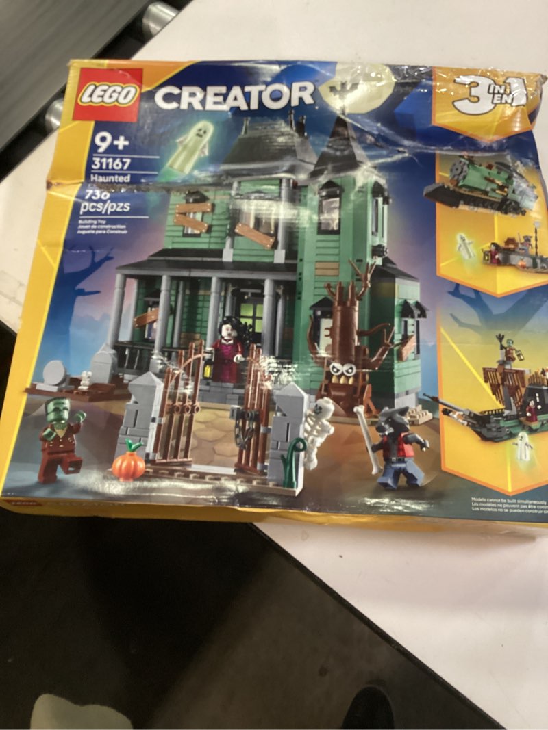 Condition photo showing New/Like New for LEGO Creator 3 in 1 Haunted Mansion Building Toy for Kids - Halloween Building Blocks & Learning Toy for Girls & Boys, Ages 9+ - Build a Haunted House, Train, or Ship - Gift for Birthdays - 31167