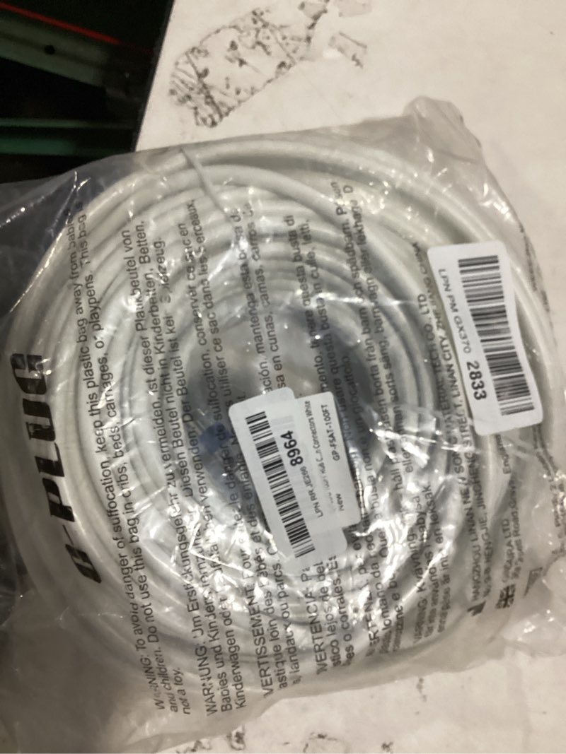 Condition photo showing Good Condition for g-plug 100ft rg6 coaxial cable connectors set- high-speed internet, broadband and digital tv aerial, satellite sky cable extension- weather-sealed double rubber o-ring and compression connectors white white 100ft