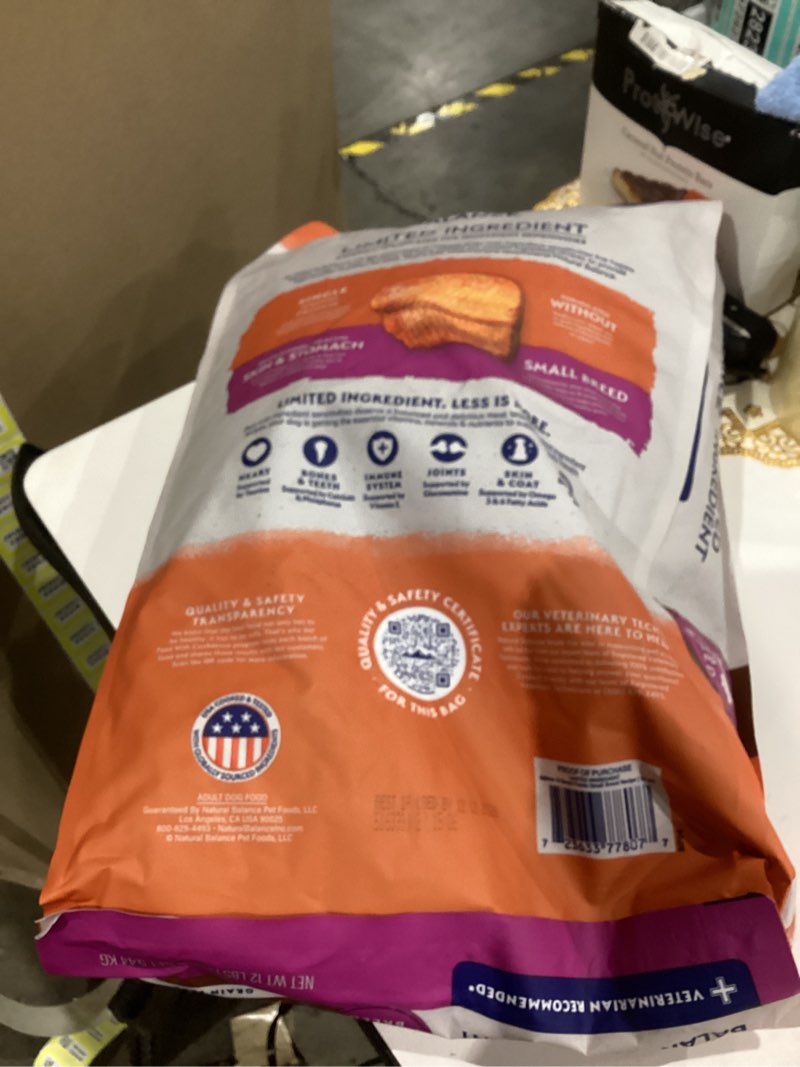 Condition photo showing New/Like New for Natural Balance Limited Ingredient Small Breed Adult Grain-Free Dry Dog Food, Salmon & Sweet Potato Recipe, 12 Pound (Pack of 1) Salmon & Sweet Potato 12 Pound (Pack of 1)