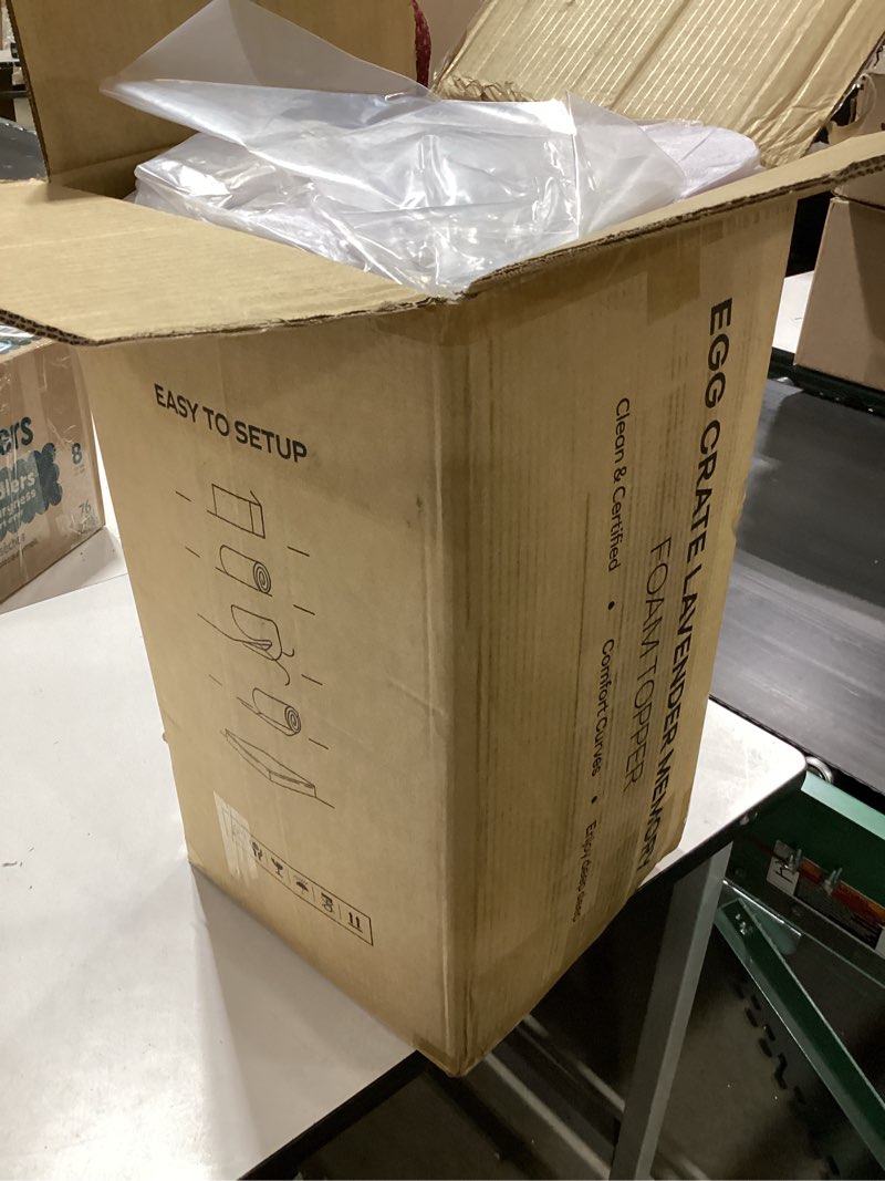 Condition photo showing New/Like New for 3 Inch Egg Crate Queen Memory Foam Mattress Topper, Lavender Scent Gel Infused Foam Mattress Topper for Pressure Relief, CertiPUR-US Certified Queen Bed Topper, Purple, 60"×80" 3 Inch Queen Purple