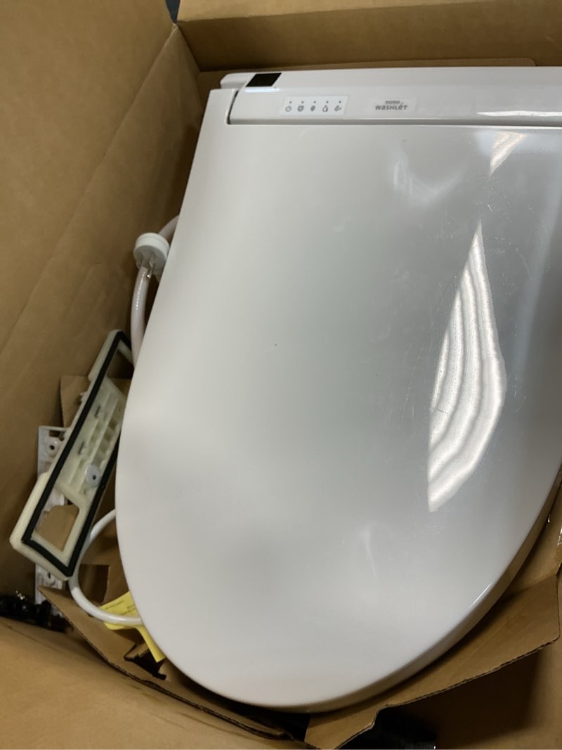 Condition photo showing As Is for TOTO® WASHLET® C5 Electronic Bidet Toilet Seat with PREMIST and EWATER+ Wand Cleaning, Elongated, Cotton White - SW3084#01 Cotton White C5 Elongated