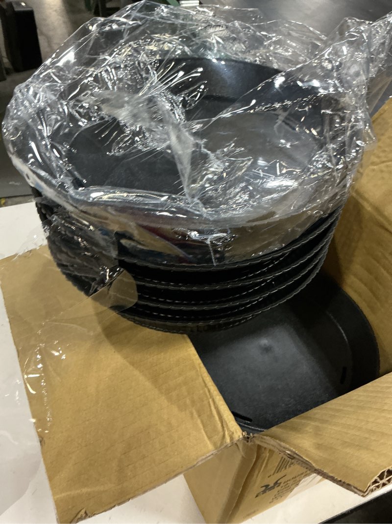 Condition photo showing New/Like New for g.e.t. rb-880-bk round serving basket with base and drainage slots, 10.5", black (set of 12)