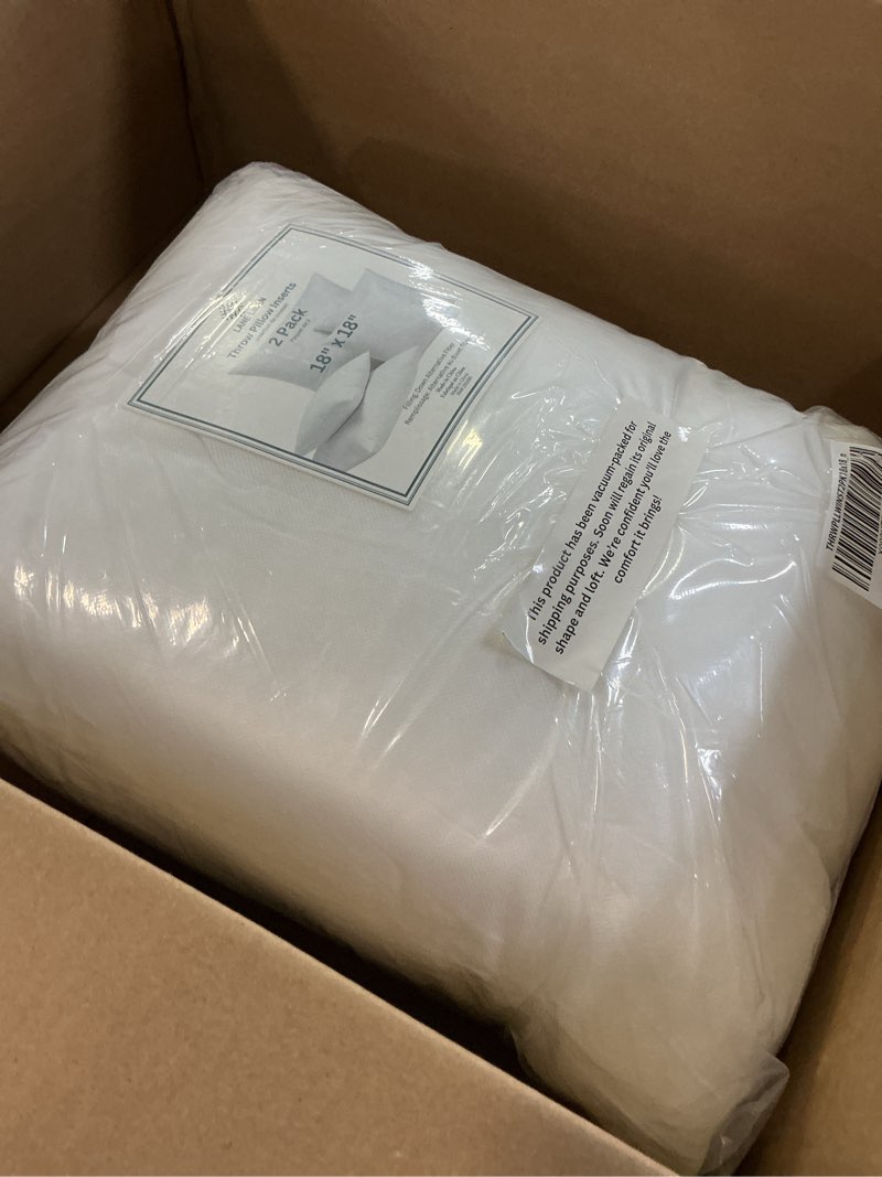 Condition photo showing Good Condition for lane linen 18 x 18 throw pillow insert - pack of 2 white, down alternative pillow inserts for decorative pillow covers, throw pillows for bed, couch pillows for living room 18" x 18" 01: white