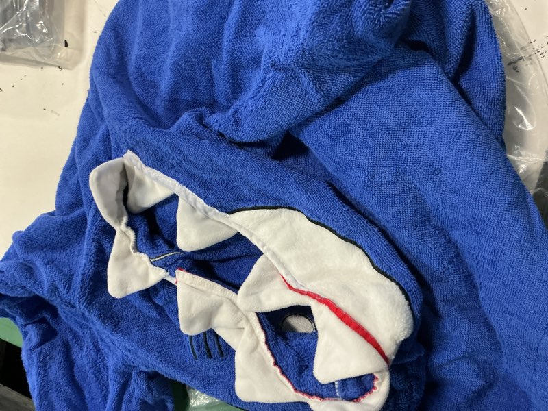 Condition photo showing Good Condition for (size: ages 6–10, )kids shark hooded surf poncho towel changing robe, absorbent cotton, oeko-tex certified, for bath, pool, and beach, birthday
