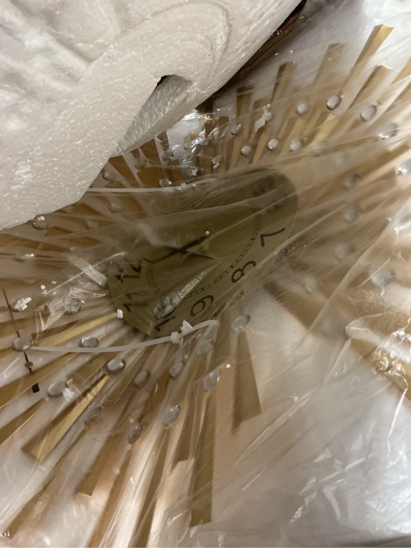 Condition photo showing As Is for Similar Timelike Modern 3D Crystal Wall Clock - Celebration Decorative Metal Wall Clock, Silver Mirror Sparkling Bling Diamond-Studded Wall Decor Clock Ideal for Living Room Bedroom Office (Silver)