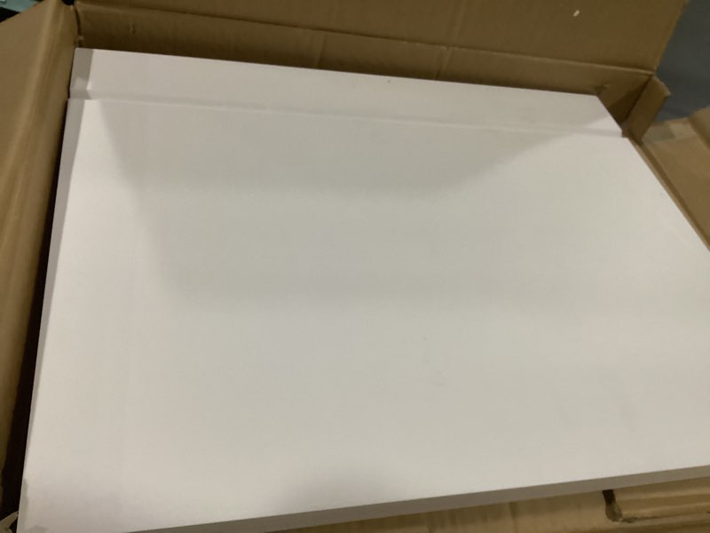 Condition photo showing As Is for wire shelf covers set of 4, 24x16x3 in, durable pvc shelf cover for wire shelving pantry, kitchen faux wood rack covers, moisture-resistant & easy-to-clean organizer liners, white #1 white 24x16x3 in
