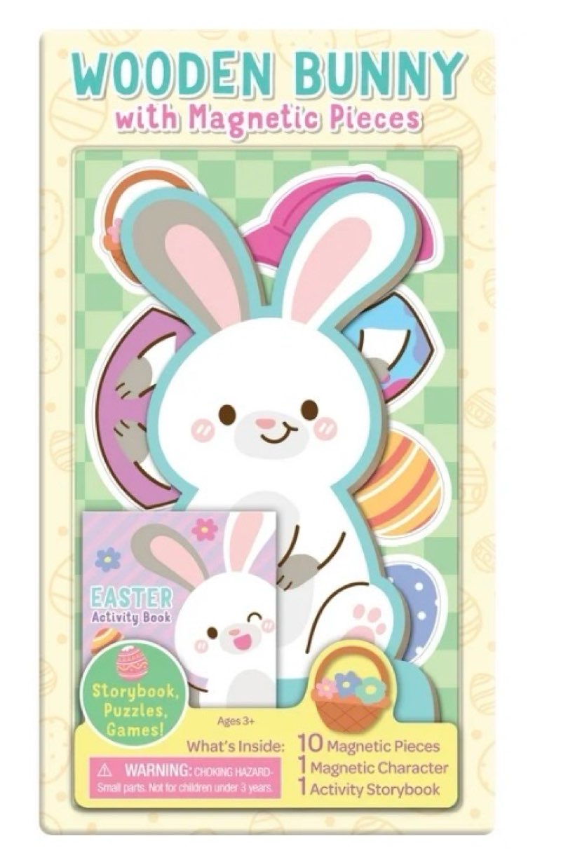 Easter Bunny Wooden Magnetic Dress Up Doll with 10 Clothing & Accessory Pieces-4pack