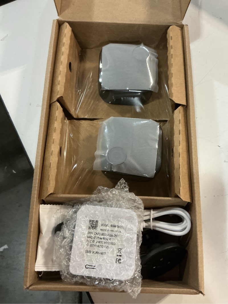 Condition photo showing New/Like New for Blink Outdoor 4 – Wireless smart security camera, two-year battery, 1080p HD day and infrared night live view, two-way talk – 2 camera system