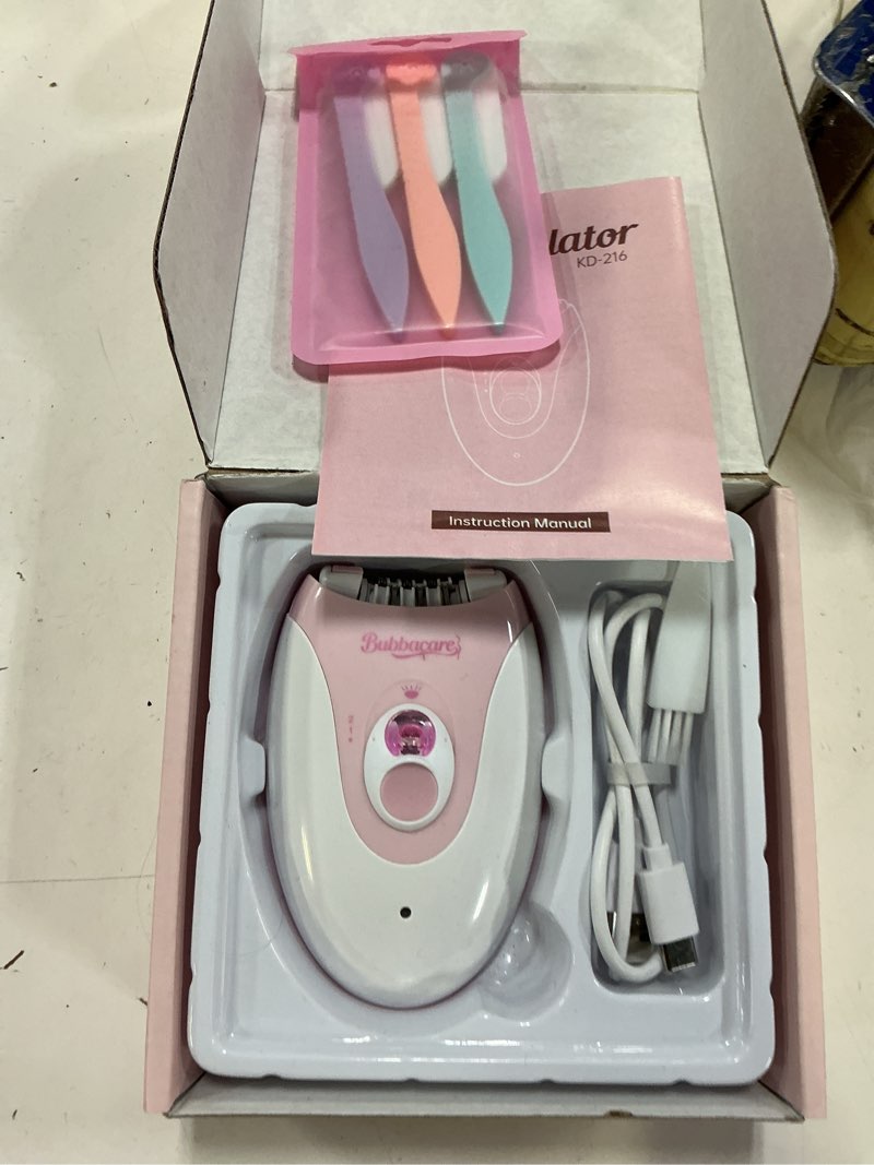 Condition photo showing Good Condition for smooth glide epilator for women, painless 2-speed hair removal device with led light, 36 tweezers & massage pad, rechargeable epilator for face, bikini, arms & legs rouge