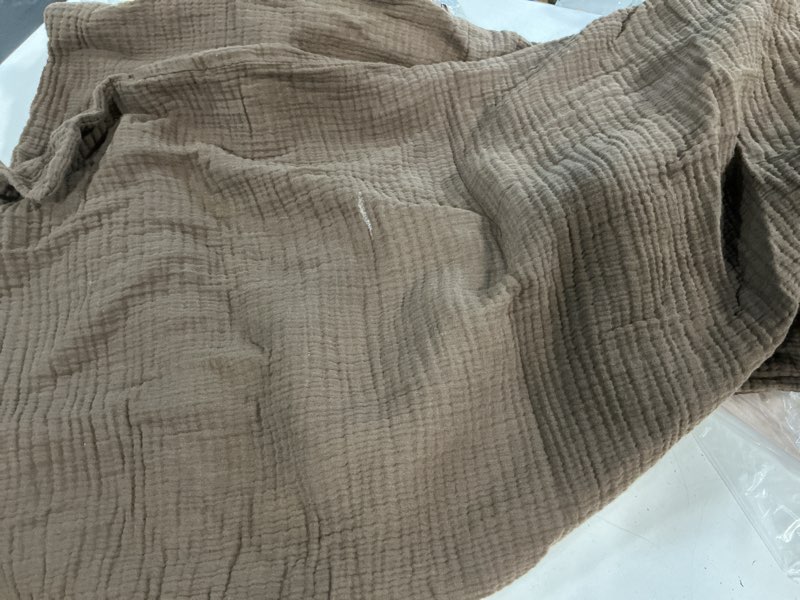 Condition photo showing As Is for quince  pillowcase organic cotton gauze sham set of 2/king 20x36 in , brown chocolate