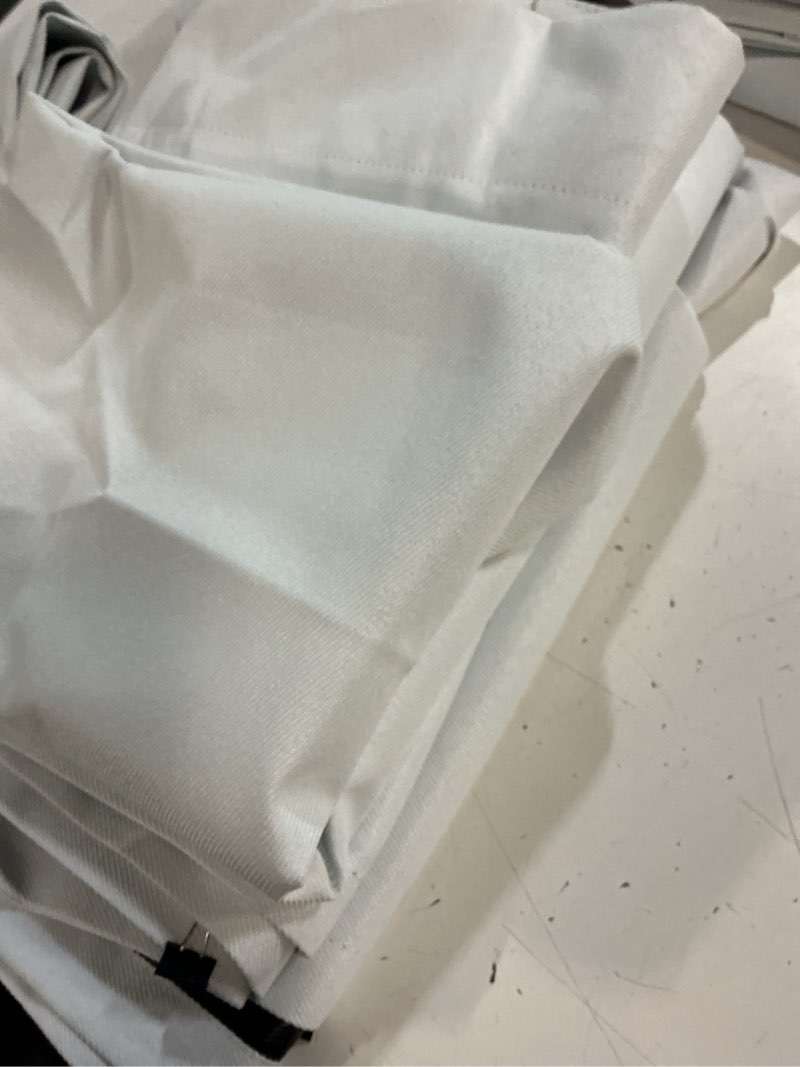 Condition photo showing As Is for mainstays white solid blackout rod pocket with back tabs curtain panel pair  set of 2  30  w x 95  l