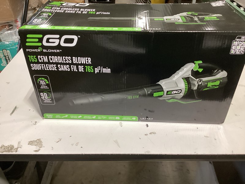 Condition photo showing New/Like New for ego power+ 56-volt 765-cfm 200-mph battery handheld leaf blower 5.0 ah battery included charger included 