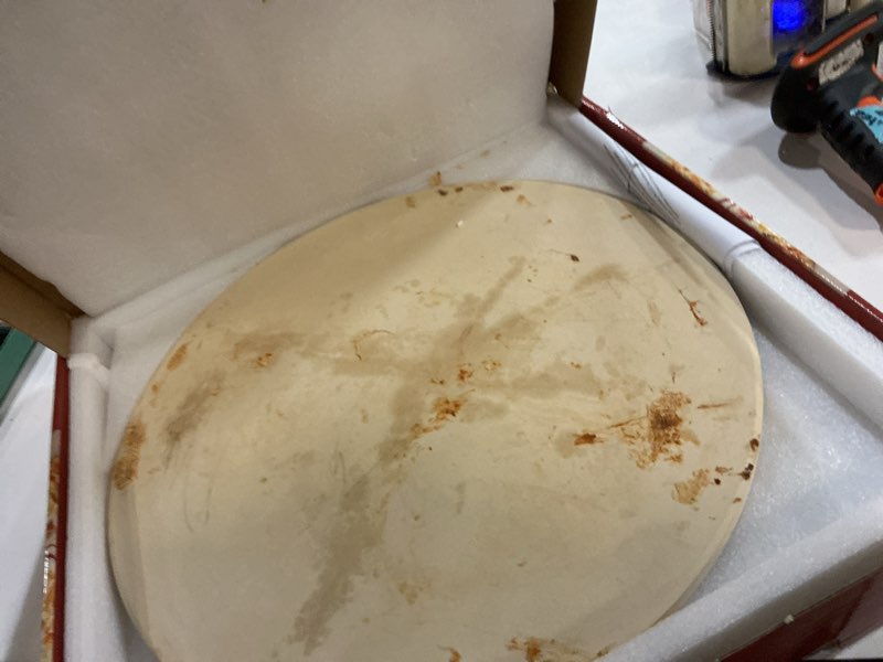 Condition photo showing As Is for Old Stone Round Pizza Stone, 16-Inch 16 inch Stone