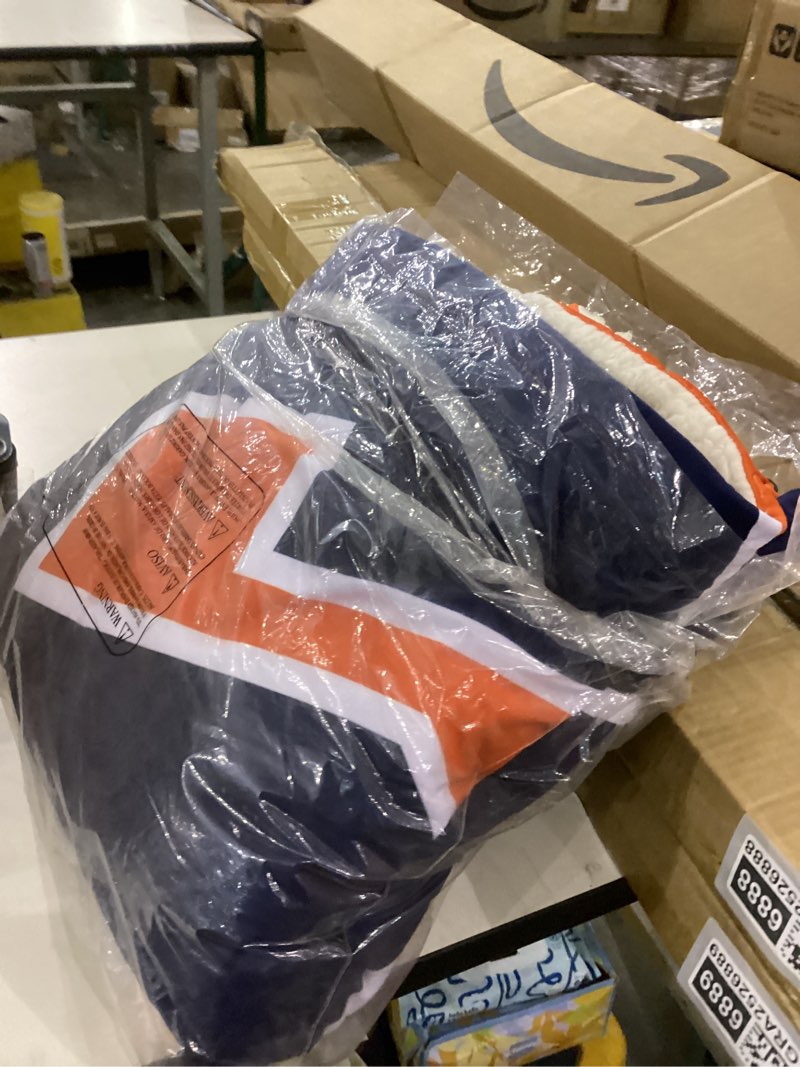 Condition photo showing As Is for FOCO NCAA womens Reversible Oversized Sherpa Hoodie Sweatshirt Colorblock Hoodeez Syracuse Orange One Size Colorblock