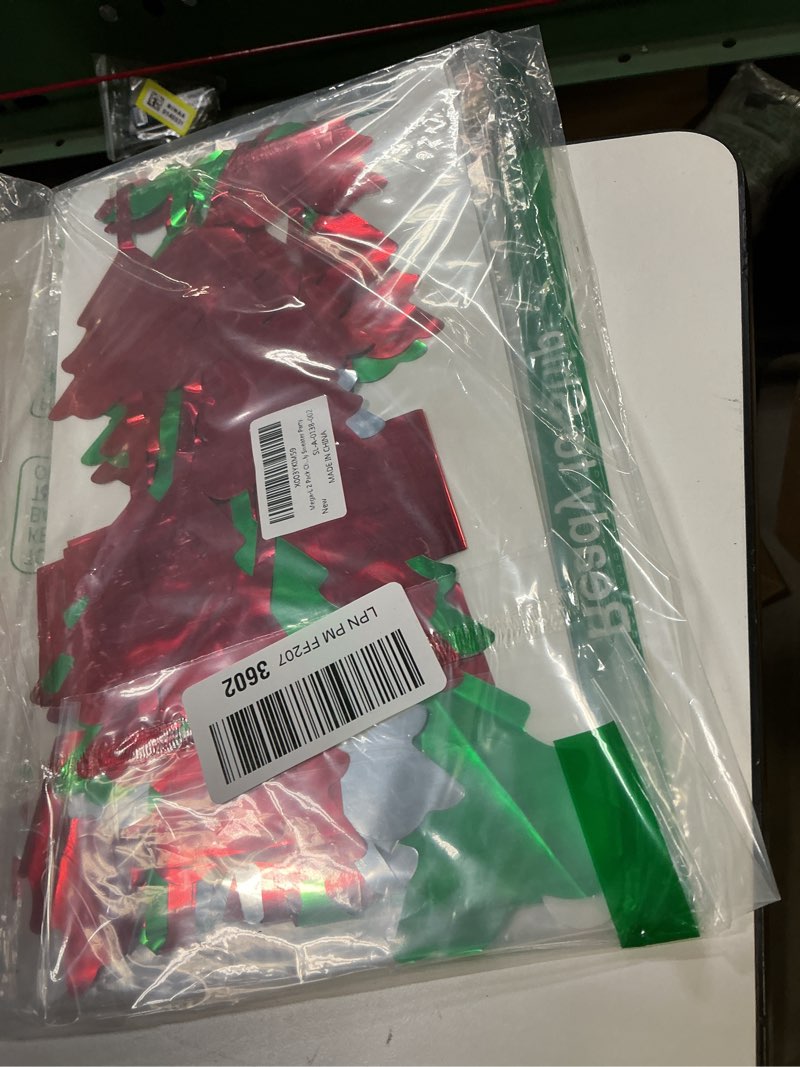 Condition photo showing New/Like New for Mega-L 2 Pack Christmas Foil Fringe Curtains Christmas Party Decorations 3.3 X 6.6 ft Red Silver Green Tree Tinsel Photo Booth Props Backdrop Streamers for New Year and Ugly Sweater Party