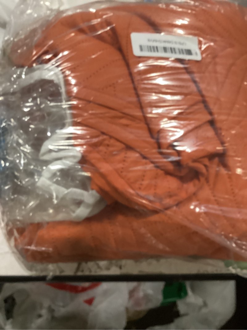 Condition photo showing Good Condition for whale flotilla extra soft twin quilt bedding set, lightweight burnt orange bedspreads quilts twin size with modern pattern, reversible 2-piece coverlet with 1 pillow shame for all seasons burnt orange twin(68"x88")
