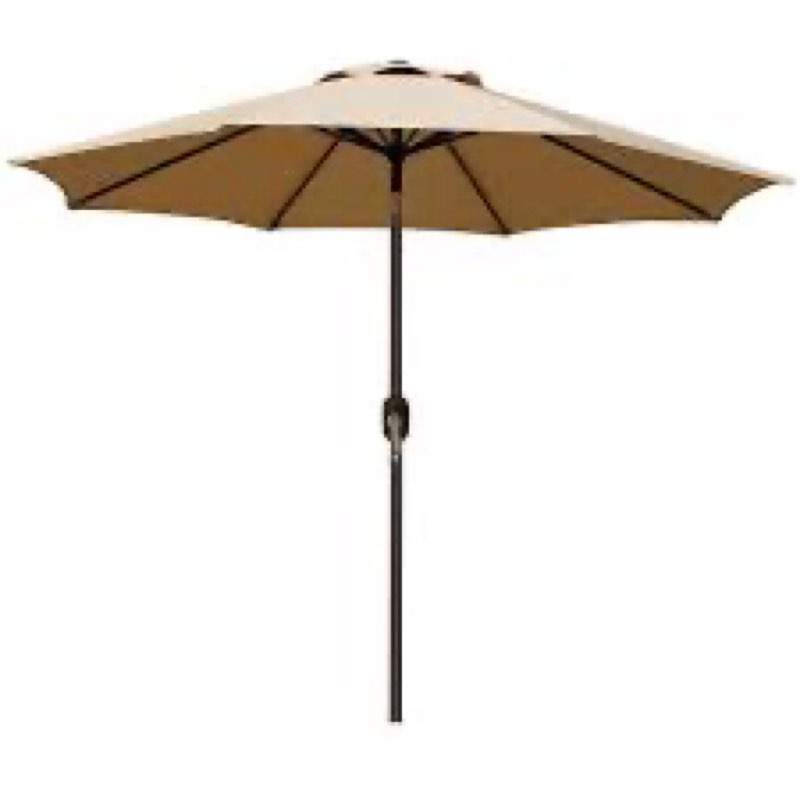 Blissun 9' Outdoor Patio Umbrella, Outdoor Table Umbrella, Yard Umbrella, Market Umbrella with 8 Sturdy Ribs, Push Button Tilt and Crank Black & Ivory