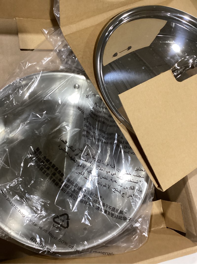 Condition photo showing As Is for All-Clad D3 Stainless 3-Ply Bonded Cookware  Fry Pan with Lid  12 inch