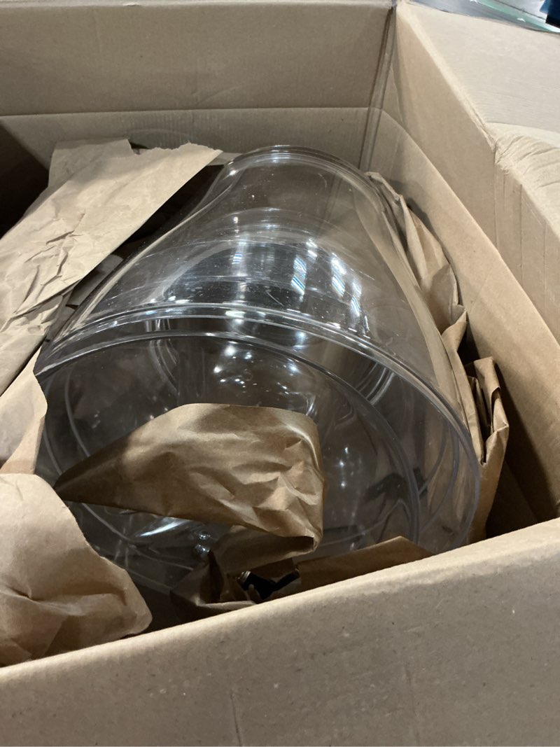Condition photo showing As Is for creativeware 3-gallon beverage dispenser- poly prop beverage dispenser, clear