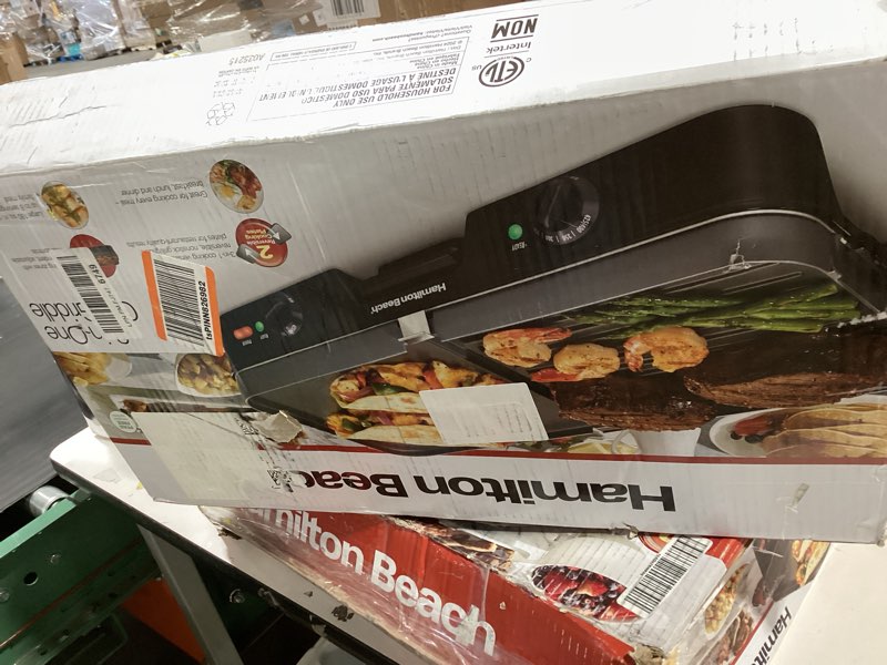 hamilton beach 3-in-1 electric indoor grill + griddle, 8-serving, reversible nonstick plates, 2 cooking