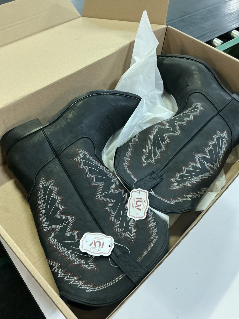 Condition photo showing Good Condition for (size 14)cowboy boots for men western boot embroidered square toe traditional boots