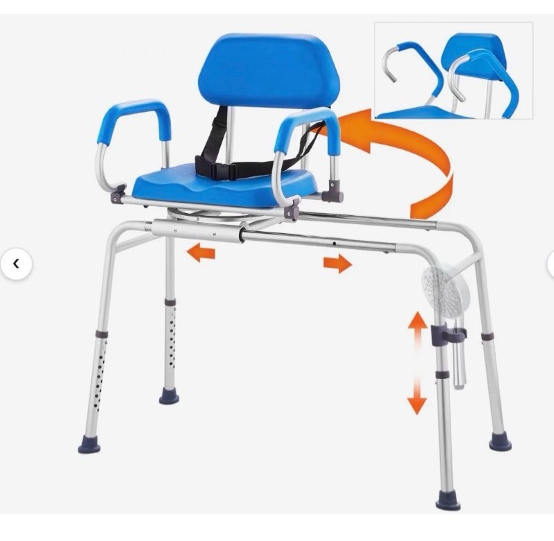 VEVOR Sliding Tub Transfer Bench with 360 Degree Swivel Seat, Sliding Shower Chair with Pivoting Arm