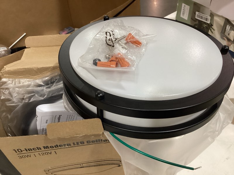 Condition photo showing Good Condition for flush mount ceiling light black, 30w 4000lm 5cct dimmable led ceiling light fixture, 2700k/3000k/4000k/5000k/6500k adjustable 10 inch for hallway bedroom bathroom kitchen closet offices, set of 2 black 10 inch-2 packs