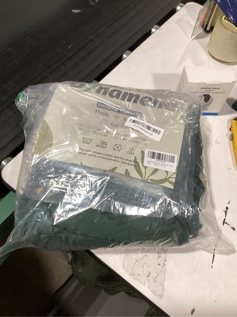 Condition photo showing Good Condition for Similar product not like stock photo or length and width similar Dark Green Boho Shower Curtain with Tassel Woven Fabric Shower Curtain 72 x 72 Modern Farmhouse Textured Tufted Chevron Striped Minimalist Shower Curtains for Bathroom 72\"W x 72\"L (Pack of 1) A Dark Green