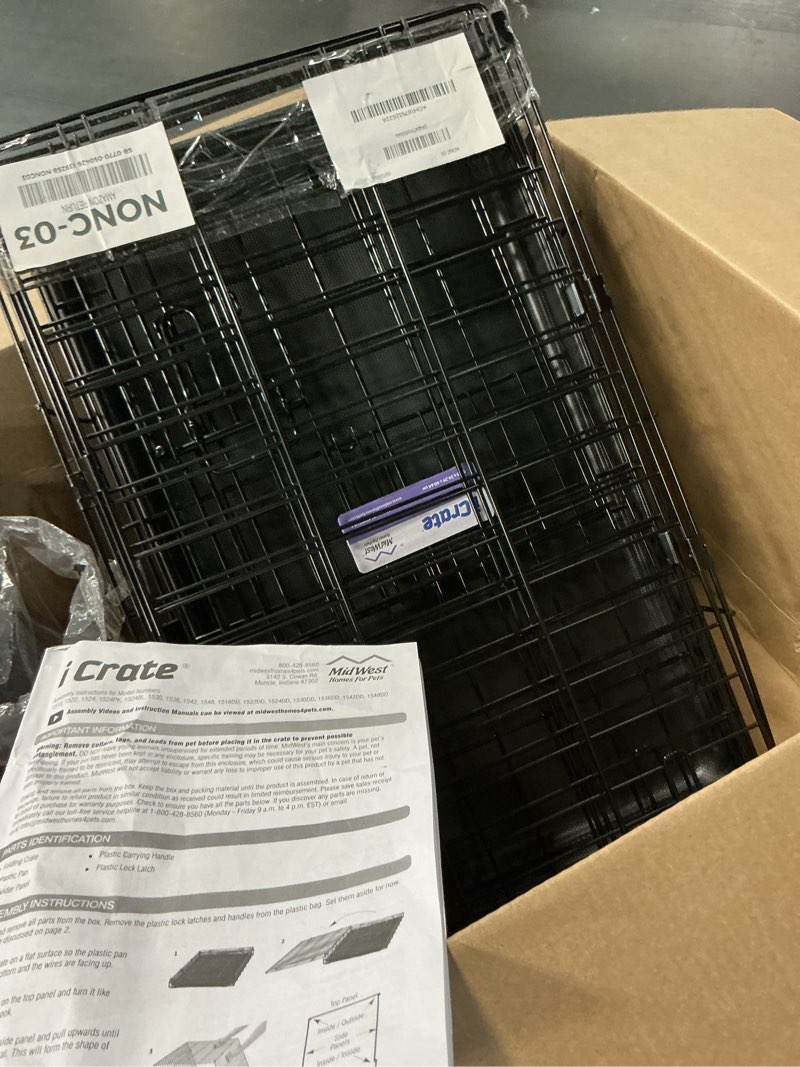 Condition photo showing Good Condition for midwest i crate 1524-24 inch folding metal dog crate w/ divider panel, small dog breed, black