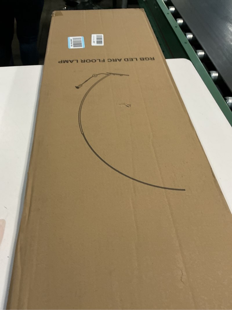 Condition photo showing New/Like New for rgb dimmable arc floor lamps with 3 color temperatures, ultra bright 1800lm led floor lamps for living room, modern standing tall lamp with remote control, reading floor lamp for bedroom office matte black-rgb–67"–300" ultra-wide coverage