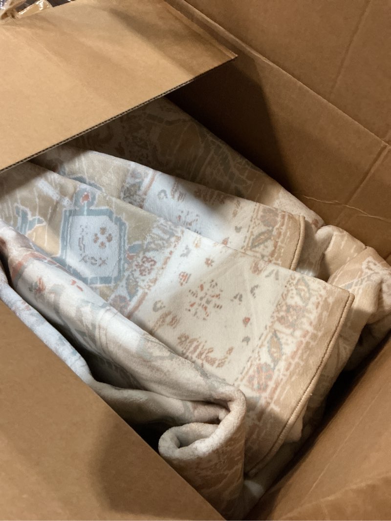 Condition photo showing As Is for (Similar)Washable Area Rug 9x12 - Bedroom Living Room Large Indoor Rugs Soft Oriental Vintage Rugs Non-Slip Backing Stain Resistant for Farmhouse Kitchen (9x12 Ivory/Multi)