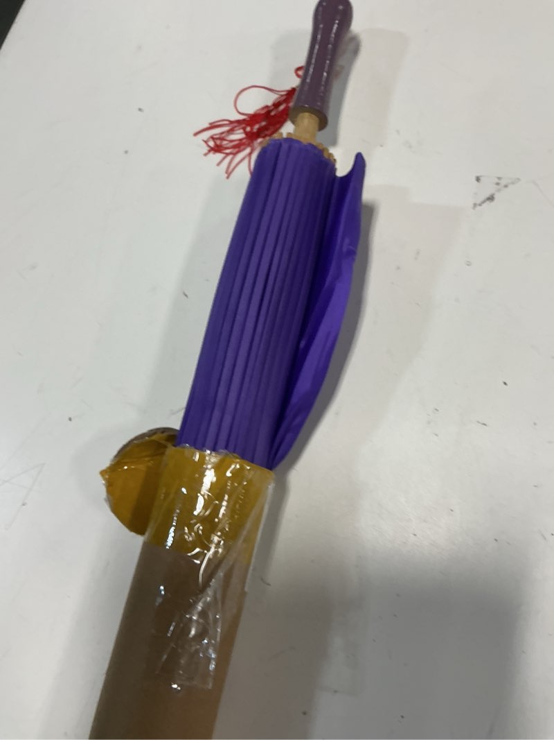 Condition photo showing Good Condition for plain bamboo cloth parasol umbrella great for wedding party favor (purple)