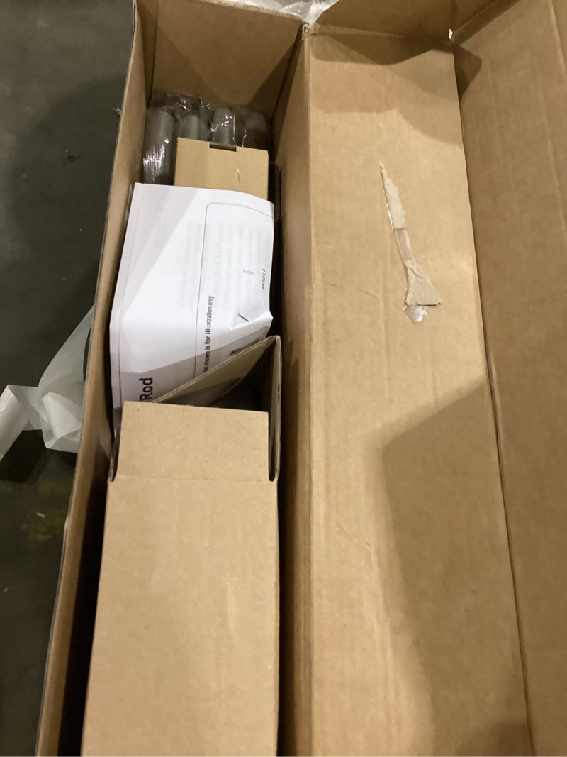 Condition photo showing As Is for kamanina silver curtain rod 32 to 58 inch(2.6-4.8ft), adjustable curtain rods for windows 28 to 48 inch, 3/4 inch splicing drapery rods with twisted cage finial antique silver 32-58"