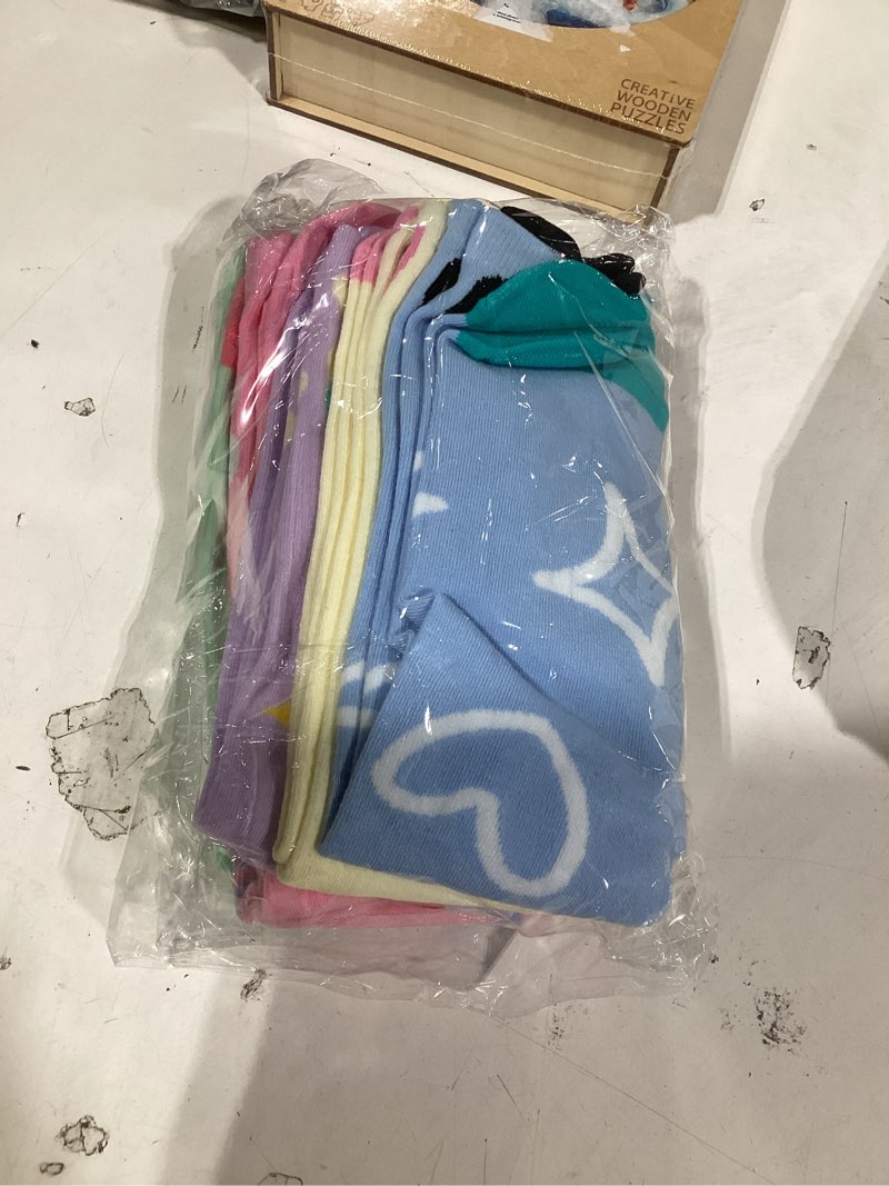 Condition photo showing New/Like New for wevias girls knee high socks kids long crazy fun silly gifts boot cute animal funny tall cotton socks 6 pairs 6 pairs bownot animals 3-12 years