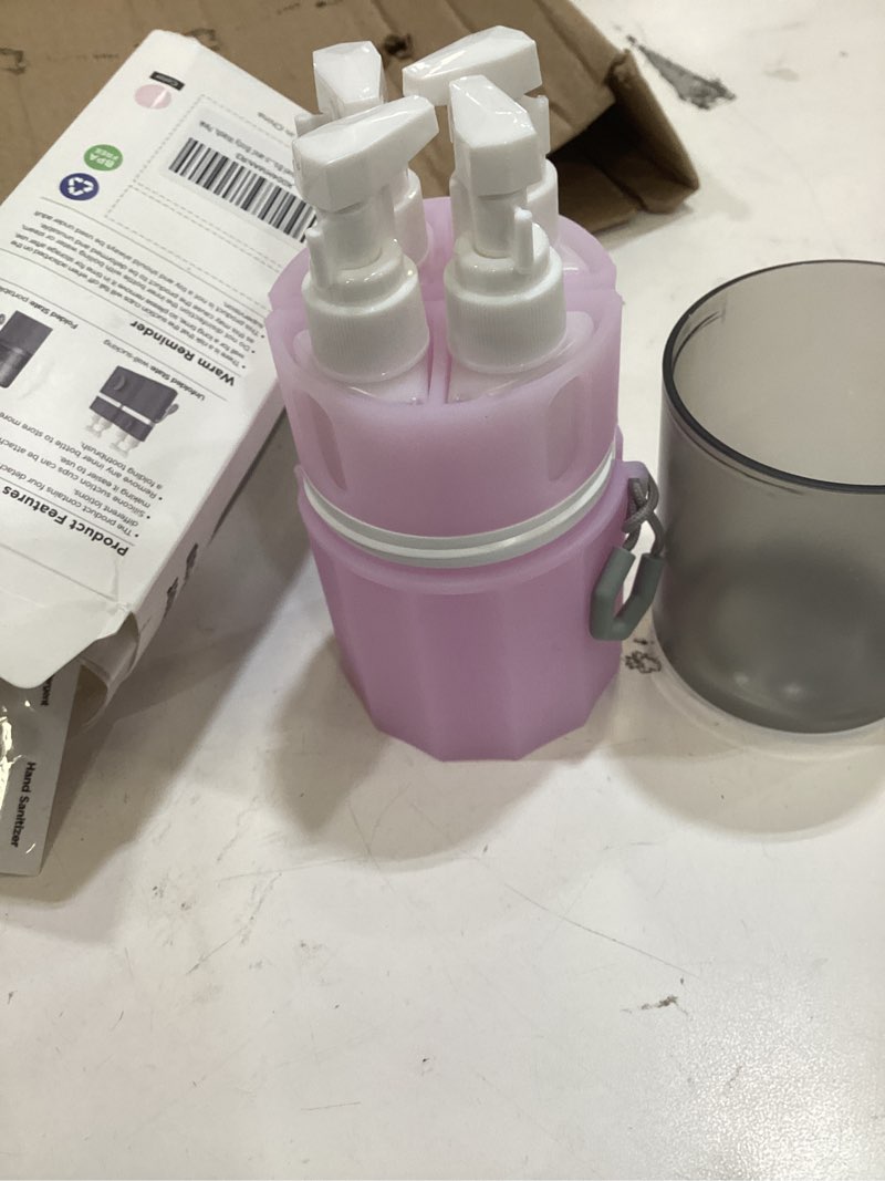 Condition photo showing Good Condition for yotime 4 in 1 travel dispenser bottle, vacuum silicone suction cup for smooth walls, tsa approved leak proof travel size containers for hotel, swimming, gym, camping, pink