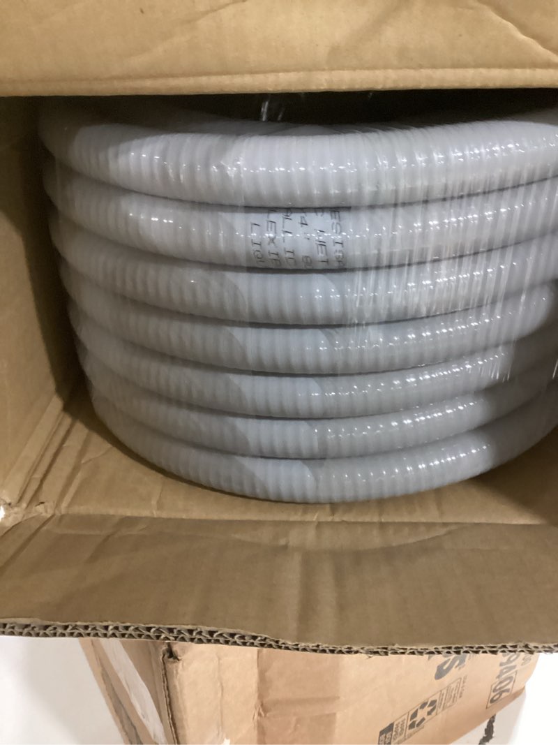 Condition photo showing New/Like New for 3/4inch 50ft Liquid-Tight Conduit and Connector Kit,Flexible Non-Metallic Liquid Tight Electrical Conduit Kit with 5 Straight and 3 90-Degree Connector Fittings,3/4 in. Dia
