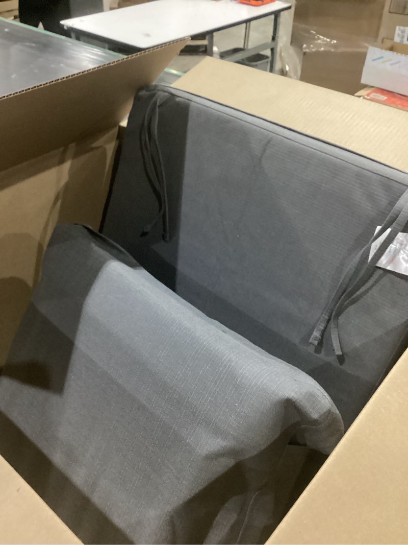 Condition photo showing Good Condition for favoyard outdoor seat cushion set 19 x 19 inch waterproof & fade resistant patio furniture cushions with removable cover deep seat & back cushion with handle and adjustable straps for chair sofa couch dark gray 19 x 19 inch