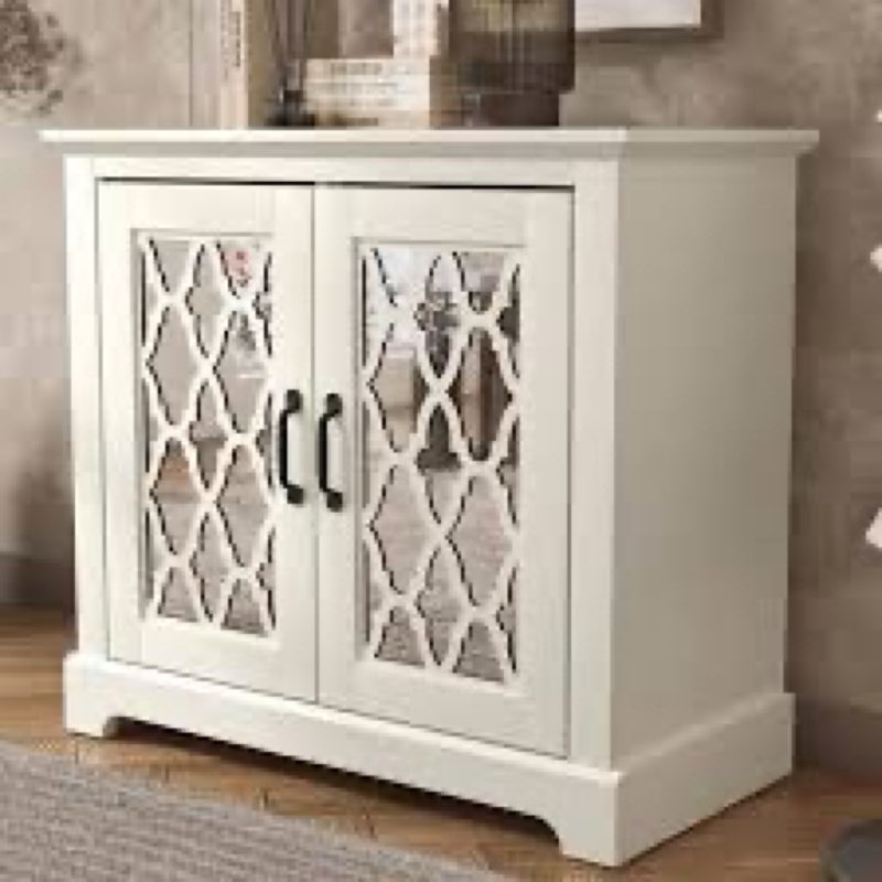 Chessani 32'' Tall 2 Door Mirrored Accent Cabinet