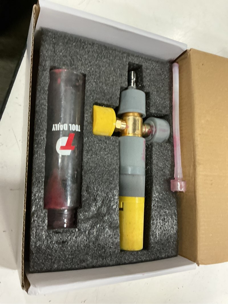 Condition photo showing As Is for tool daily foam cannon, small foam cannon for pressure washer, 5 power washer nozzle tips, 1/4 inch quick connect mini foam cannon