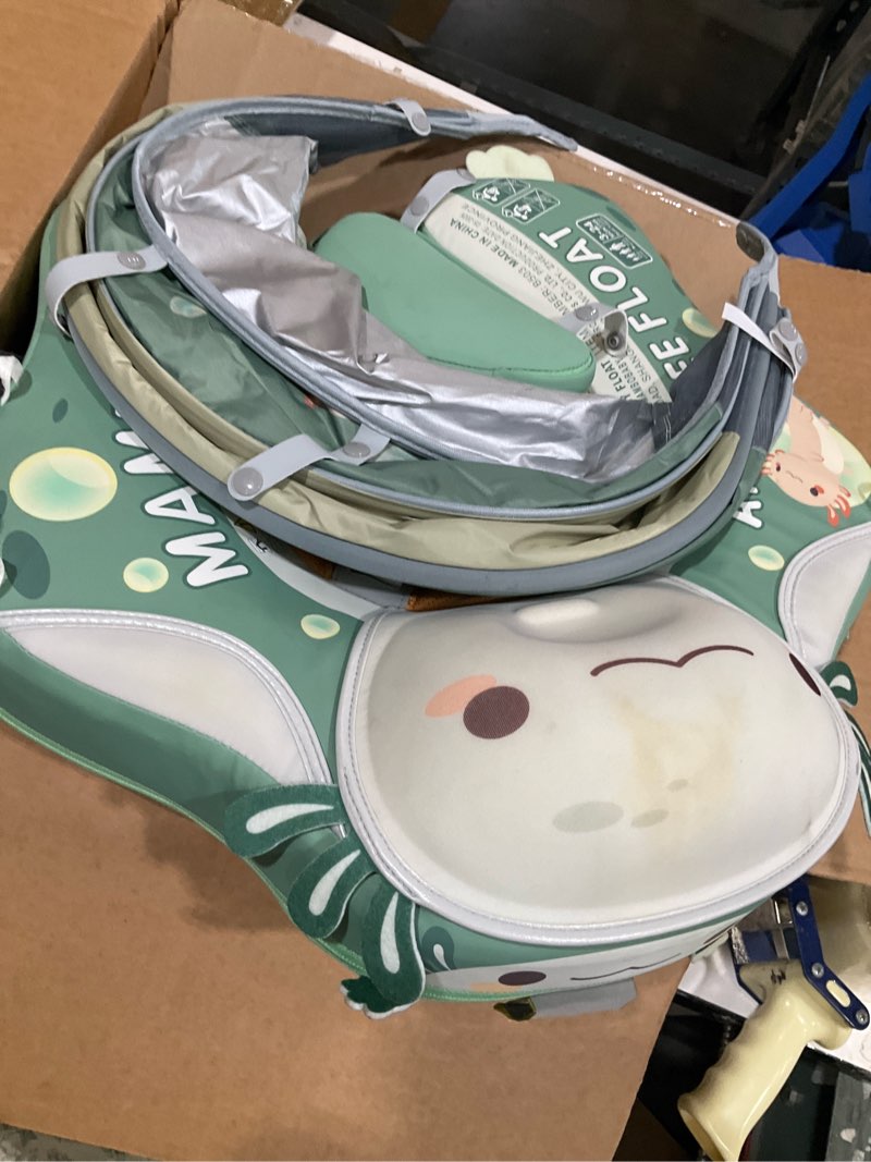 Condition photo showing As Is for green mambobaby axolotl non-inflatable baby pool float