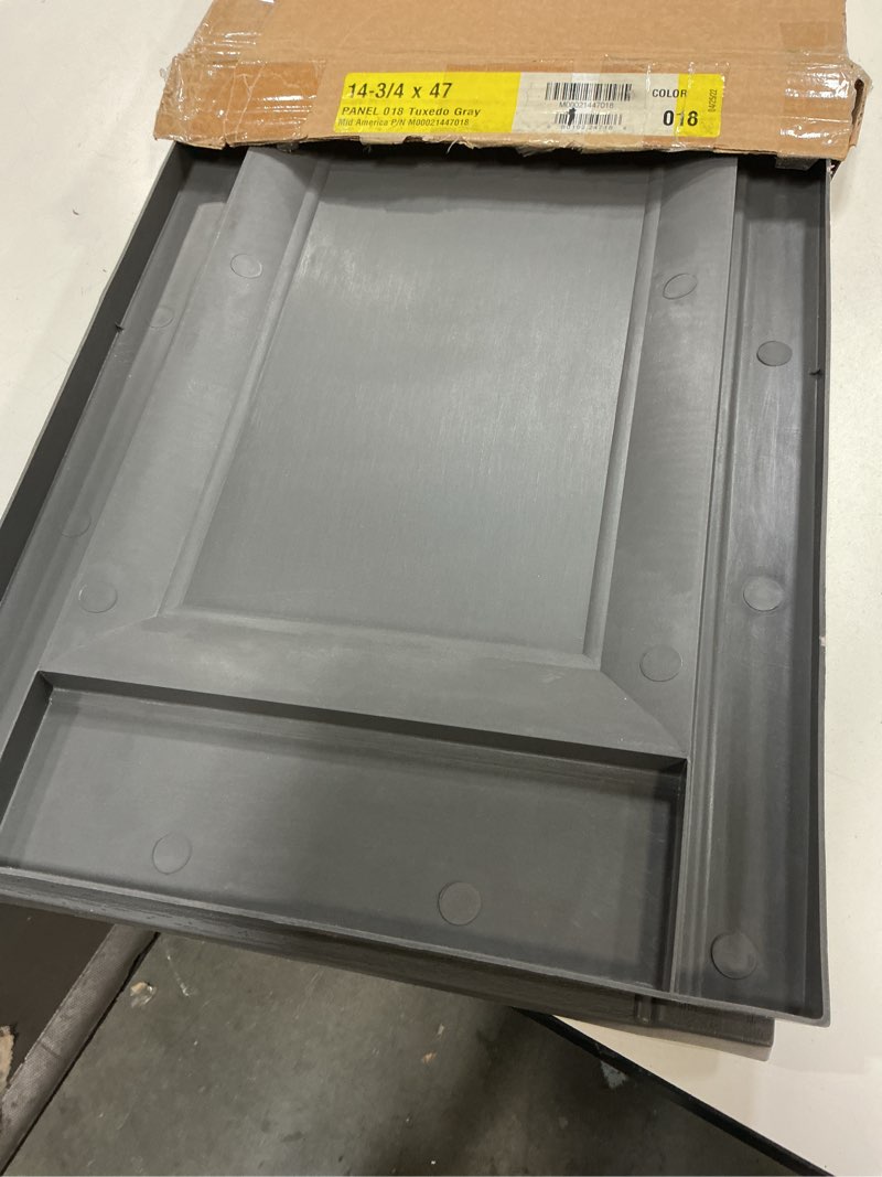 Condition photo showing Good Condition for mid america raised panel vinyl shutters (1 pair) - 14.-3/4 x 47 018 tuxedo grey with mounting hardware tuxedo gray